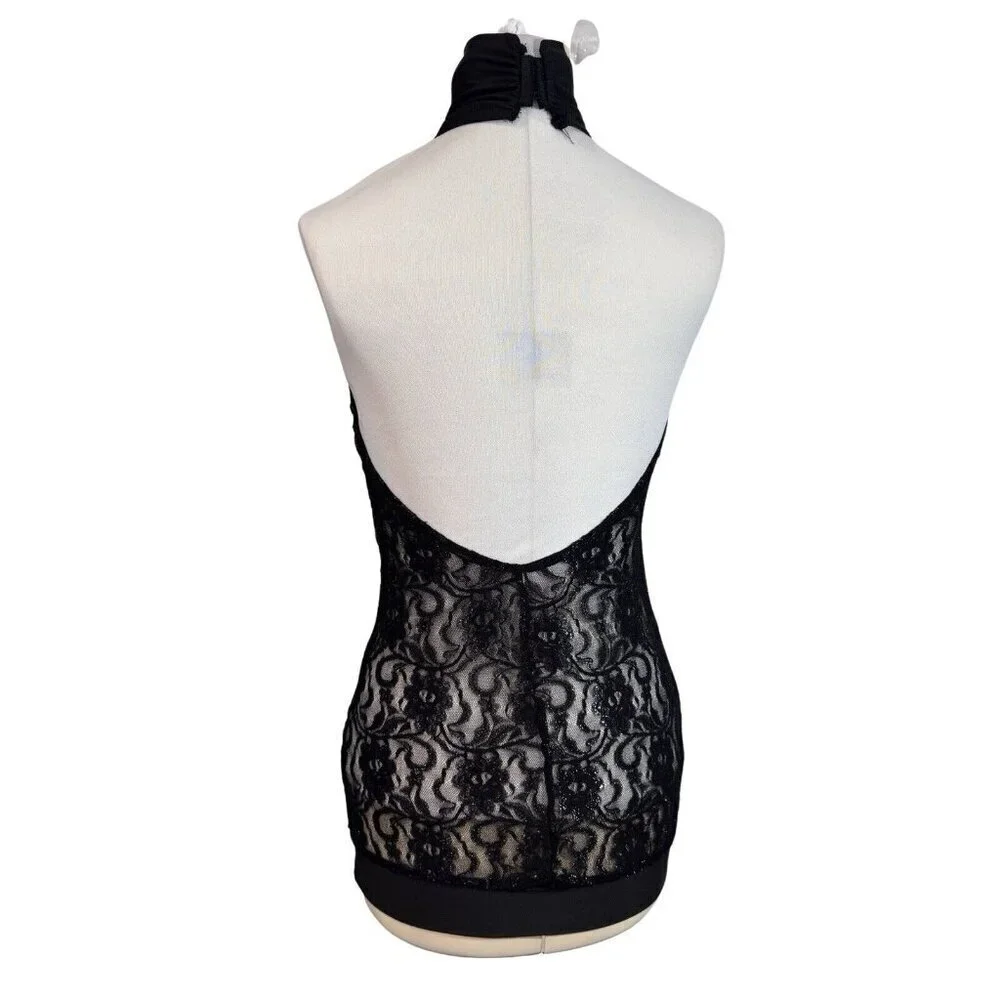 JUST FOR‎ KIX Girls Dance Costume Tunic Top Black Lace Sizes 12 & 14 Backless
